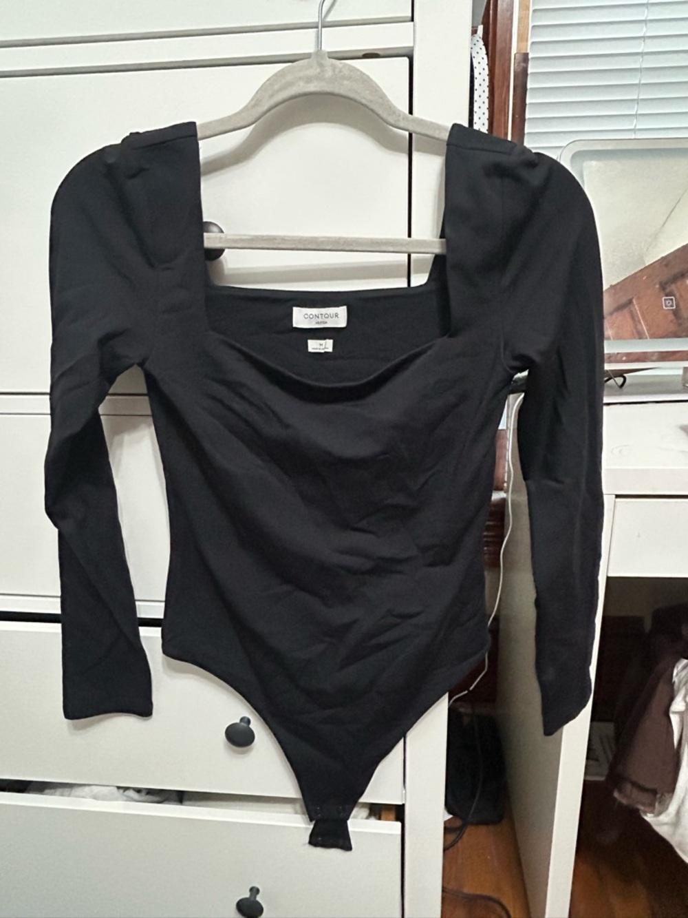 Aritzia Black Long-Sleeve Square Neck Bodysuit - Contour